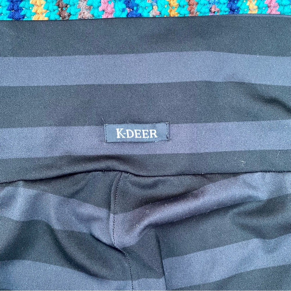 K-Deer Full Length Leggings in Jody Stripe High Waisted Rise Black Gray Ombré M - Picture 12 of 12